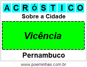 Acróstico Para Imprimir Sobre a Cidade Vicência