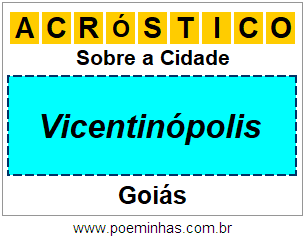 Acróstico Para Imprimir Sobre a Cidade Vicentinópolis