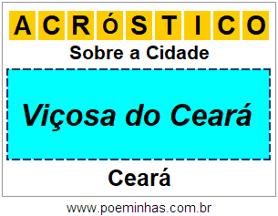 Acróstico Para Imprimir Sobre a Cidade Viçosa do Ceará