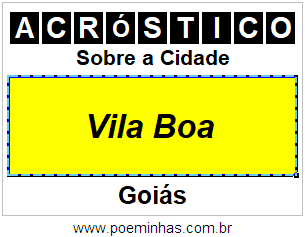 Acróstico Para Imprimir Sobre a Cidade Vila Boa