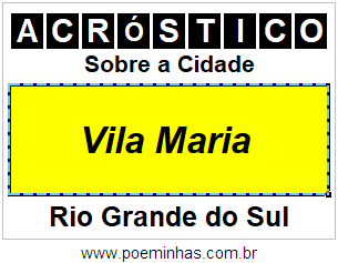 Acróstico Para Imprimir Sobre a Cidade Vila Maria