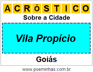 Acróstico Para Imprimir Sobre a Cidade Vila Propício