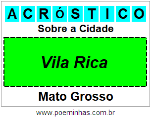 Acróstico Para Imprimir Sobre a Cidade Vila Rica