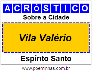 Acróstico Para Imprimir Sobre a Cidade Vila Valério