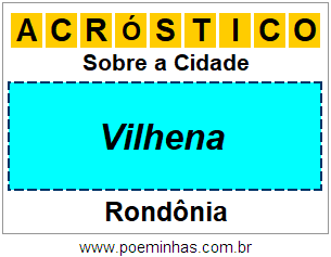 Acróstico Para Imprimir Sobre a Cidade Vilhena