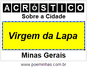 Acróstico Para Imprimir Sobre a Cidade Virgem da Lapa