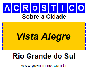 Acróstico Para Imprimir Sobre a Cidade Vista Alegre