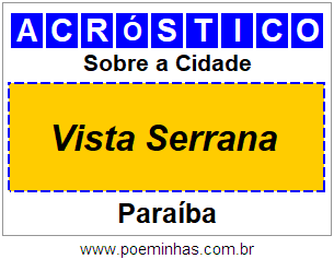 Acróstico Para Imprimir Sobre a Cidade Vista Serrana