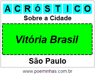 Acróstico Para Imprimir Sobre a Cidade Vitória Brasil