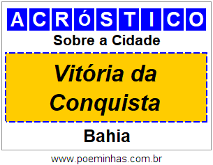 Acróstico Para Imprimir Sobre a Cidade Vitória da Conquista