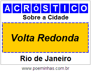 Acróstico Para Imprimir Sobre a Cidade Volta Redonda