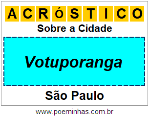 Acróstico Para Imprimir Sobre a Cidade Votuporanga