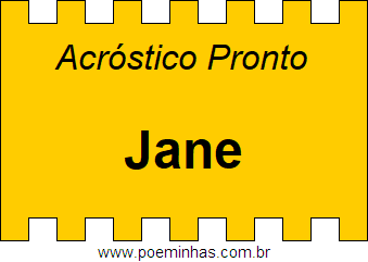 Acróstico Pronto Com o Nome Próprio Jane