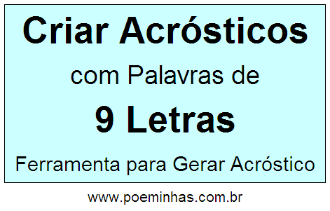 Criar Acróstico Com Palavra de 9 Letras