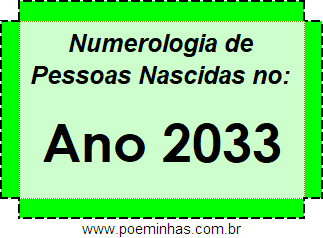 Numerologia de Quem Nasceu no Ano 2033