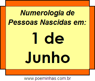 Numerologia de Pessoas Com Nascimentos em 1 de Junho