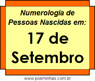 Numerologia de Pessoas Com Nascimentos em 17 de Setembro