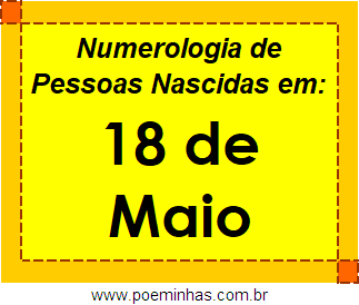 Numerologia de Pessoas Com Nascimentos em 18 de Maio