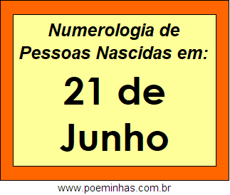 Numerologia de Pessoas Com Nascimentos em 21 de Junho