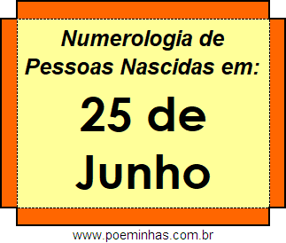 Numerologia de Pessoas Com Nascimentos em 25 de Junho