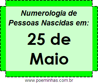 Numerologia de Pessoas Com Nascimentos em 25 de Maio