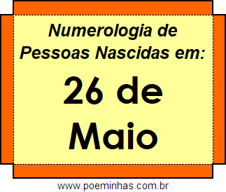 Numerologia de Pessoas Com Nascimentos em 26 de Maio