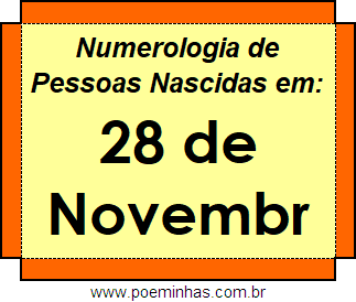 Numerologia de Pessoas Com Nascimentos em 28 de Novembro