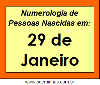 Numerologia de Pessoas Com Nascimentos em 29 de Janeiro