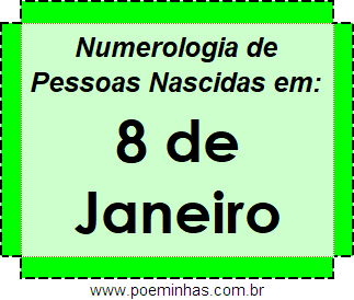 Numerologia de Pessoas Com Nascimentos em 8 de Janeiro