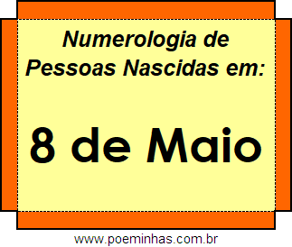 Numerologia de Pessoas Com Nascimentos em 8 de Maio