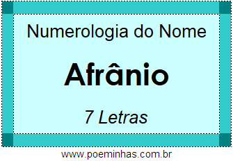 Numerologia do Nome Afrânio