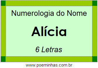 Numerologia do Nome Alícia