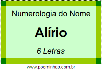 Numerologia do Nome Alírio