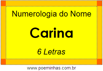 Numerologia do Nome Carina