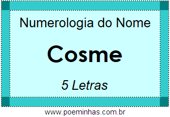 Numerologia do Nome Cosme