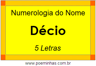 Numerologia do Nome Décio