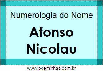 Numerologia do Nome Afonso Nicolau
