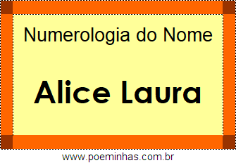 Numerologia do Nome Alice Laura