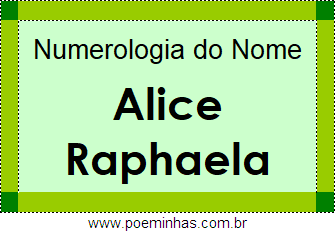 Numerologia do Nome Alice Raphaela