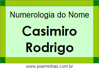 Numerologia do Nome Casimiro Rodrigo