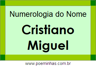 Numerologia do Nome Cristiano Miguel