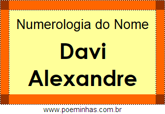 Numerologia do Nome Davi Alexandre