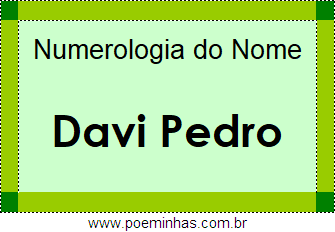 Numerologia do Nome Davi Pedro