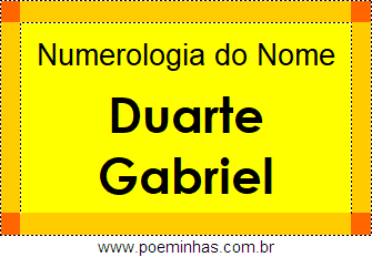 Numerologia do Nome Duarte Gabriel