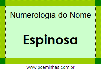 Numerologia do Nome Espinosa