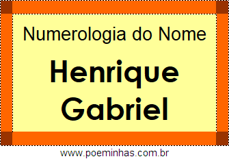 Numerologia do Nome Henrique Gabriel
