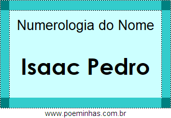 Numerologia do Nome Isaac Pedro