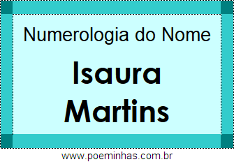 Numerologia do Nome Isaura Martins