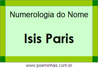 Numerologia do Nome Isis Paris
