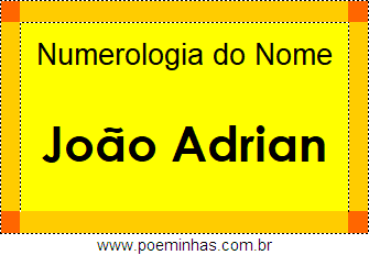 Numerologia do Nome João Adrian